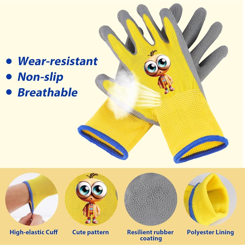 LveSunny Kids Gardening Gloves, 2 Pair Toddler Gardening Gloves, Girls Glove, Rubber Non-Slip Safety Work Gloves for Kids, Youth, Garden, Fishing, Cycling and Gardening Tools (Ages 3-5) - Image 2
